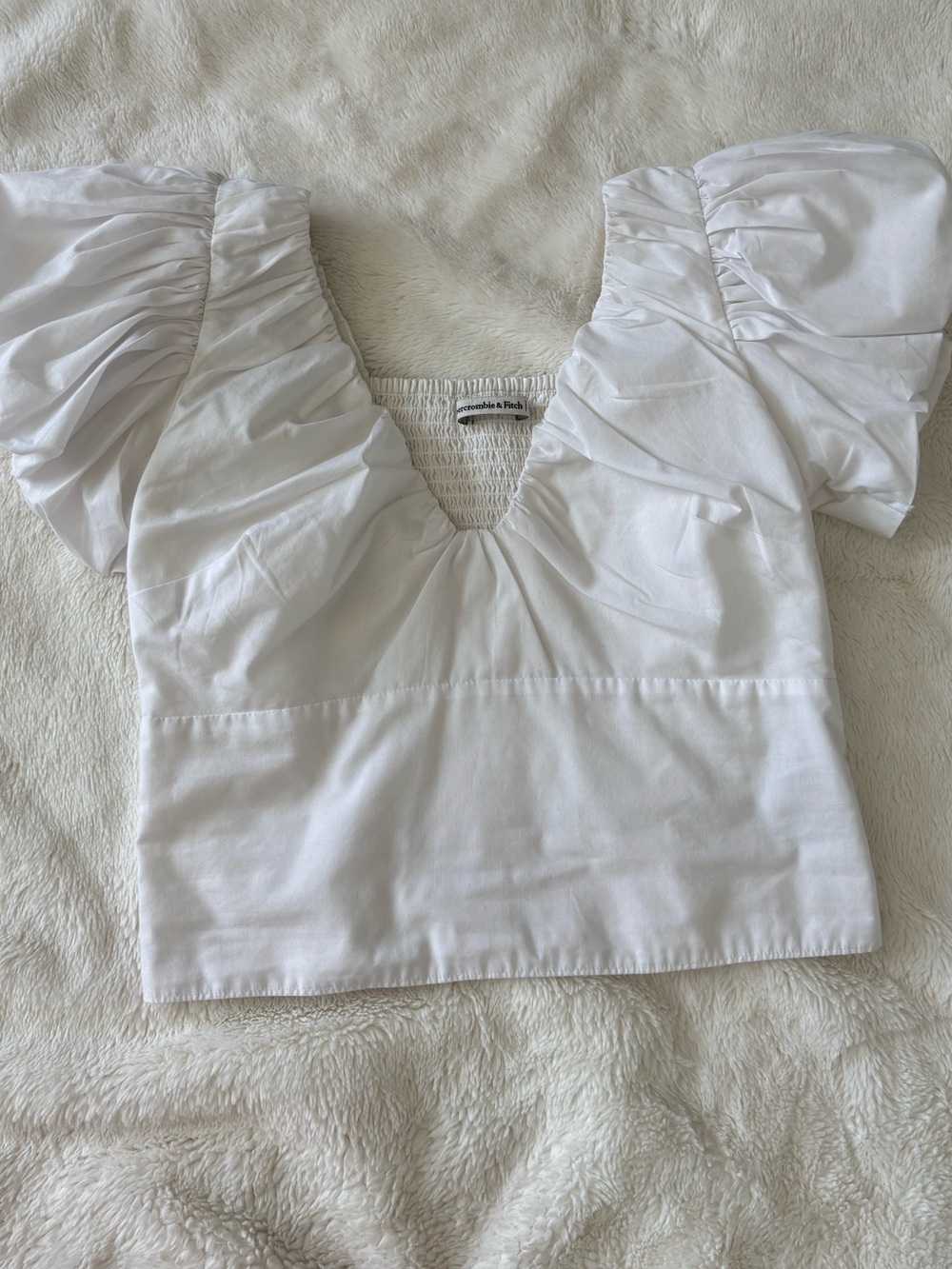 Abercrombie White Puff Sleeve Top